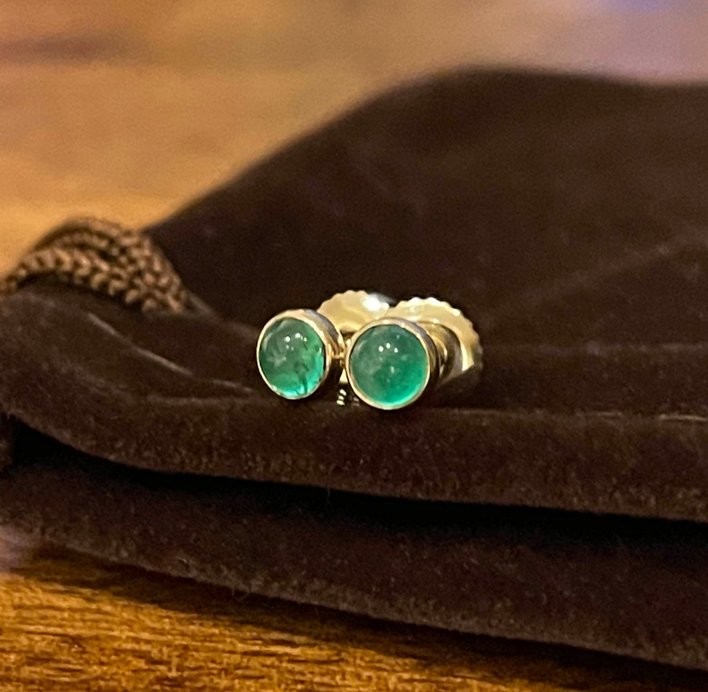 Emerald Earrings, Emerald Stud Earrings, 14k Gold, Solid Gold Studs, May Birthstone