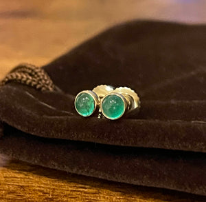 Emerald Earrings, Emerald Stud Earrings, 14k Gold, Solid Gold Studs, May Birthstone
