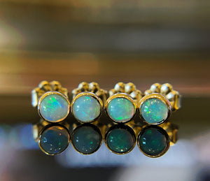 Ethiopian Opal Stud Earrings, Opal Earrings, Solid 14k Yellow Gold Earrings, Gold Stud Earrings, Minimalist Earrings