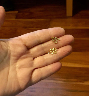 Snake Earrings, 18K Gold, Diamond Earrings, Gold Snake Earrings, Tiny Gold Studs