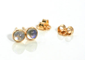 Moonstone Stud Earrings, 14k Gold Earrings, Gold Stud Earrings, Tiny Stud Earrings