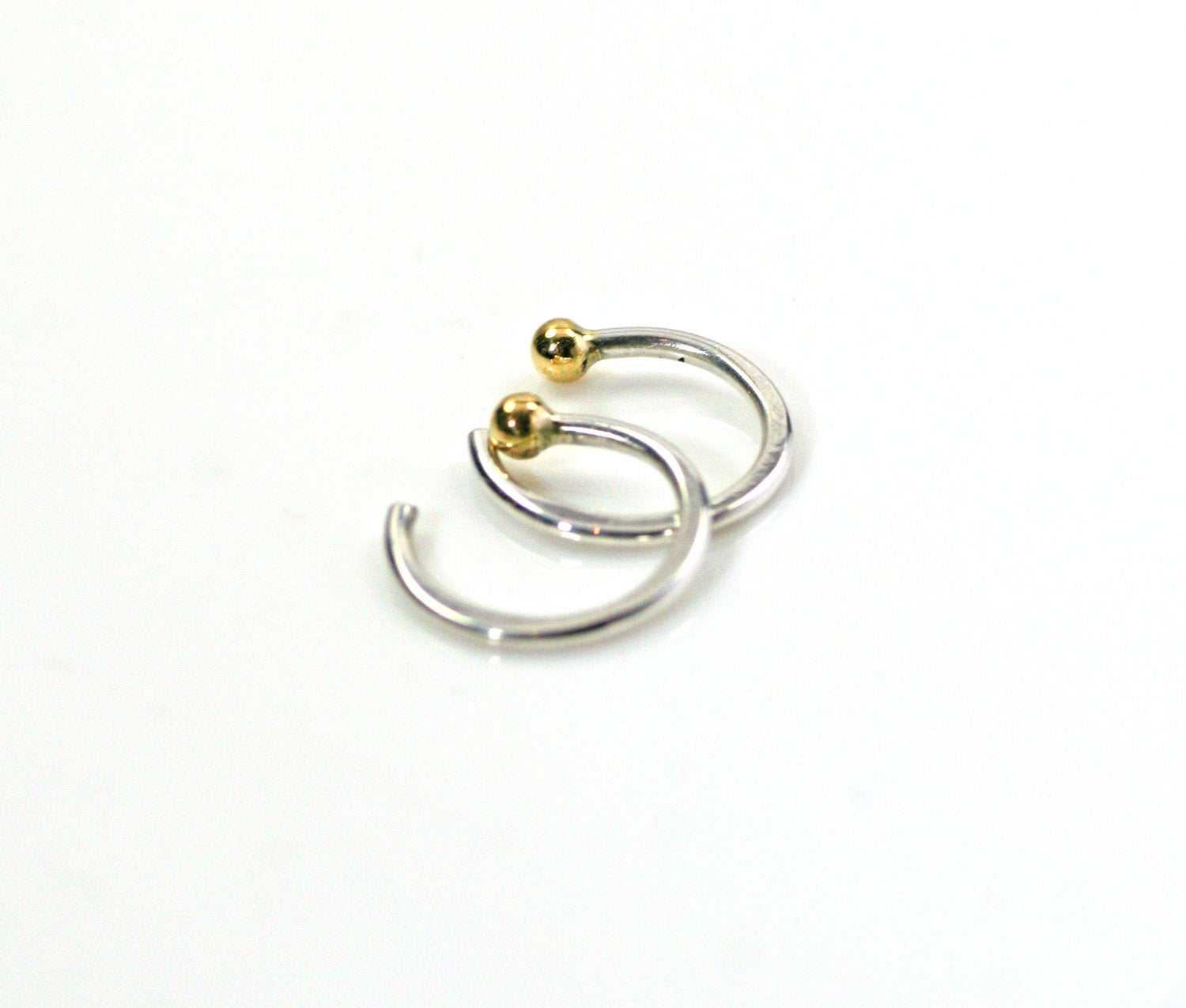 Huggie Earrings, 10mm 18g, Tiny Hoop Earrings, Sterling Silver, 14k