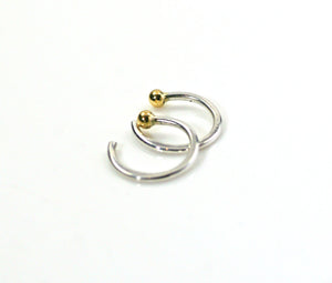 Huggie Earrings, 10mm 18g, Tiny Hoop Earrings, Sterling Silver, 14k