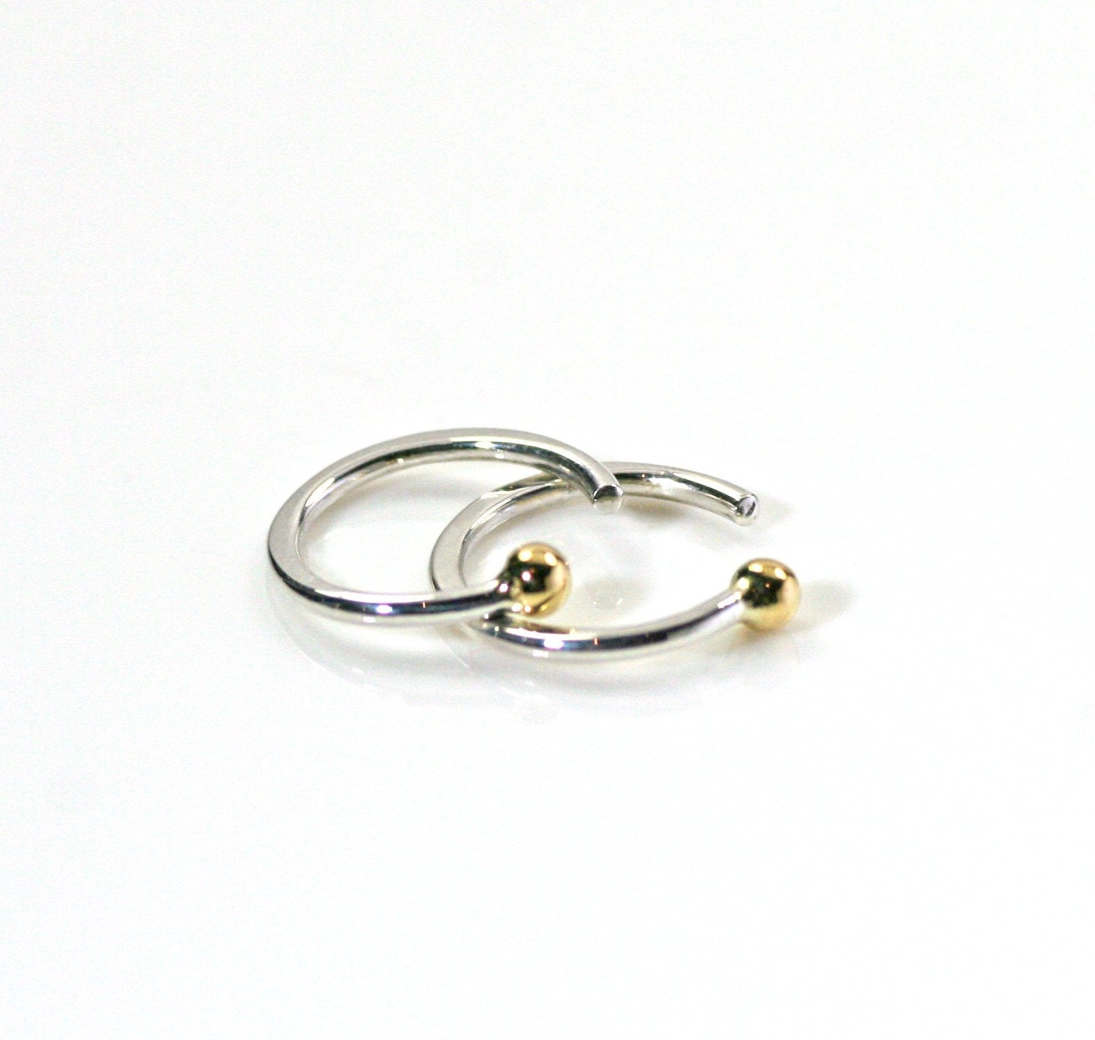 Huggie Earrings, 10mm 18g, Tiny Hoop Earrings, Sterling Silver, 14k