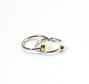 Huggie Earrings, 10mm 18g, Tiny Hoop Earrings, Sterling Silver, 14k