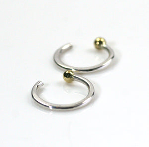 Huggie Earrings, 10mm 18g, Tiny Hoop Earrings, Sterling Silver, 14k