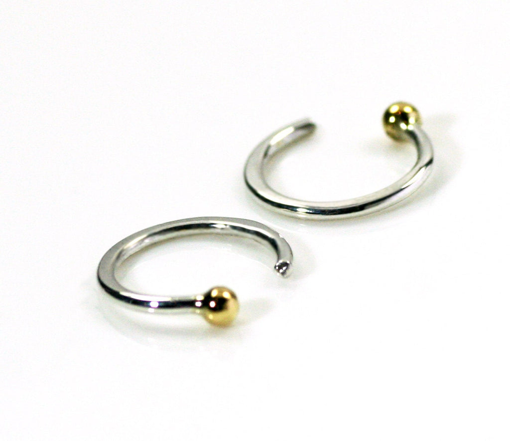 Huggie Earrings, 10mm 18g, Tiny Hoop Earrings, Sterling Silver, 14k