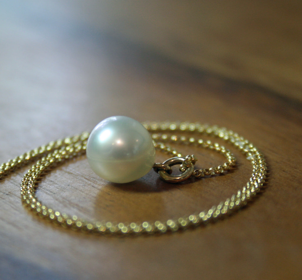 South Sea Baroque Pearl Necklace, Solid 14k Gold Pearl Necklace, Solid Gold Chain, Single Pearl Necklace, Bridal Necklace, Gift for Her